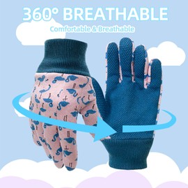 OIZEN 3 Pairs Pack Kids Garden Gloves, Gardening Gloves for Kids, Gardening Gifts for Kids Toddlers, Children's Gifts Gloves (Medium for Age 5-6)