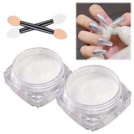 Upgrade your Nails with High Glassy Pearl Chrome Powder: 2 Boxes of White Pearl and Ice Glazed Donut Transparent Powder for a Moonlight Effect, Perfect for Glittering and Shinning Nails