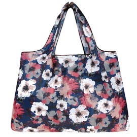 allydrew Large Foldable Tote Nylon Reusable Grocery Bag, Poppies