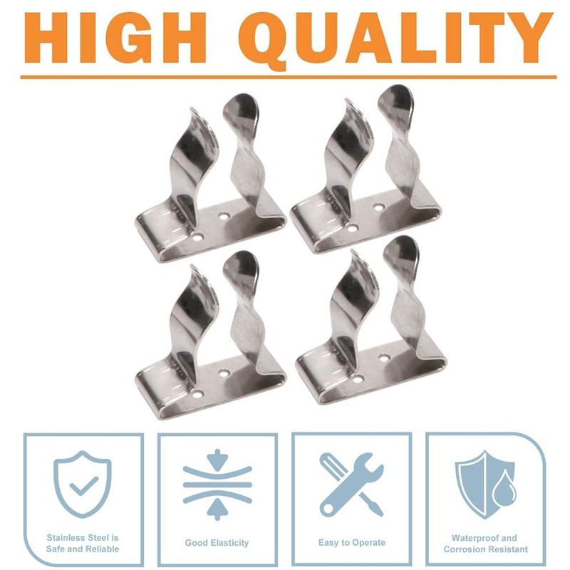 COC-LF 4 Pieces Boat Hook Holder Stainless Steel Spring Clamp