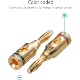 RUNCCI-YUN Pack of 10 4 mm Banana Plugs, Gold-Plated, High End, Solderable or Screwable, Audio Jack, Speaker Cable Plug, for Amplifiers and Speakers