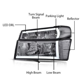 G-PLUS LED Headlights Compatible with Chevy Colorado/GMC Canyon 2004-2012,Fit Isuzu i-280 i-350 2006,Fit Isuzu i-290 i-370 2007-2008 Bumper Headlamp Smoky Lens Chrome Housing Clear Reflector