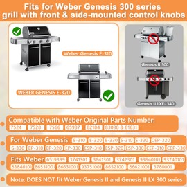 PETKAO 7524 Reversible Cast Iron Griddle for Weber Genesis Grill Parts 300 SER, Genesis E330, S330 E/S-320 Parts, BBQ Griddle Insert for Weber Replacement 7528 7566 65937 82184 Grill Accessories,1PC