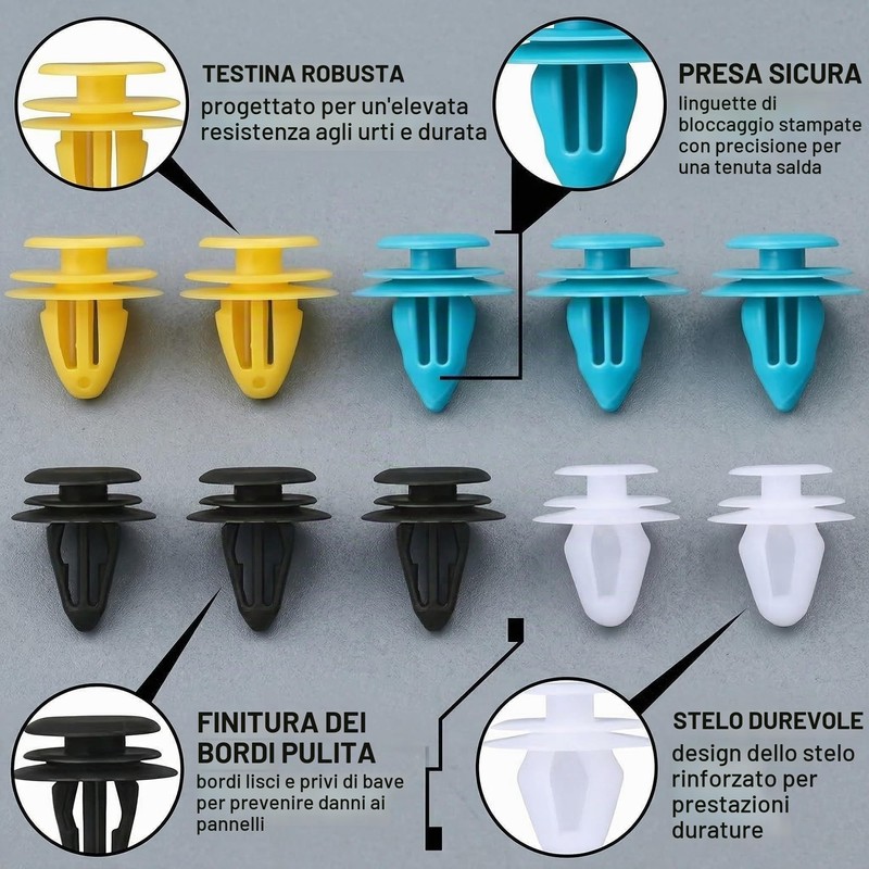 Clips Plastica per Auto, 60 Pezzi Rivetti in Plastica per