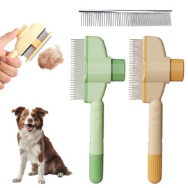 Fellblitz Cat Brush, Pack of 2 Flea Comb and Care Comb for Cats and Dogs, Self-Cleaning Cat Comb for Pets, Self-Cleaning Cat Brush with Release Button, for Long and Short Hair Care