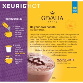 Gevalia Mocha Latte K-CUP Pods and Froth Packets, 9 count (Pack of 6)