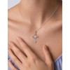 KRKC&CO Moissanite Rose Cross Necklace, 925 Silver, Romantic Gift for