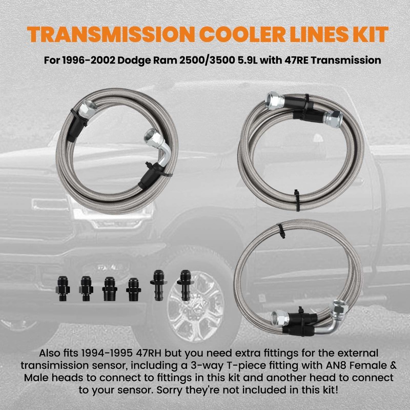 maXpeedingrods 47RE Transmission Cooler Lines Kit for Dodge Ram 2500/3500