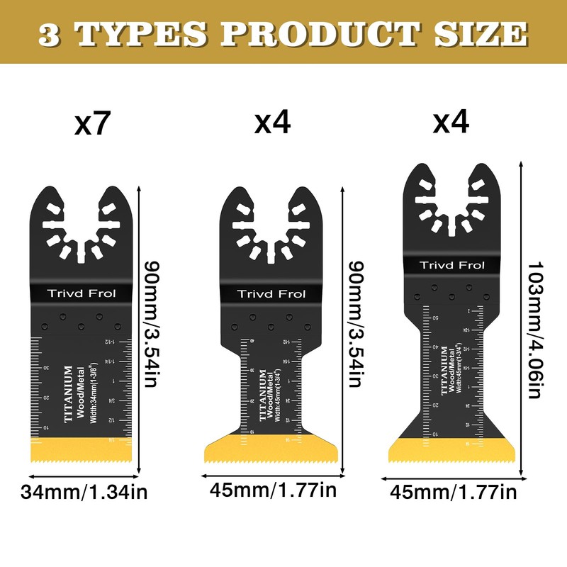 Trivd Frol 15 PCS Titanium Oscillating Saw Blades Metal Cutting,