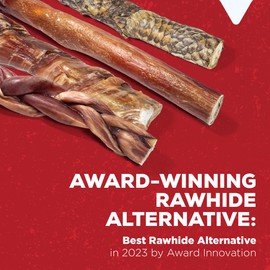 Natural Farm Braided Power Bully Sticks Dog Chews (12”, 10-Pack), 2-in-1 Power Chews: Premium Beef Cheek Wrapped in Beef Pizzle, Braided Together for a Very Long Lasting Chew, Great for Large Dogs