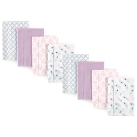 Hudson Baby Cotton Poly Flannel Burp Cloths Multipack, Peacock Feather 8-Pack, One Size