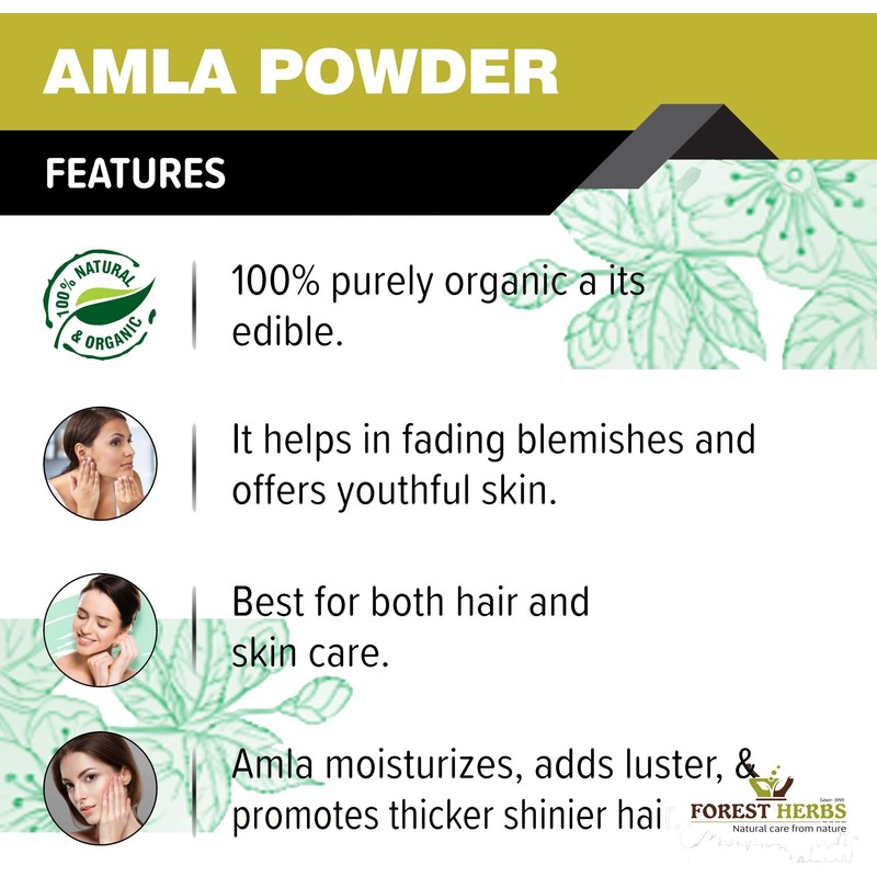 Forest Herbs 100% Natural Organic Amla Powder For Hair Growth