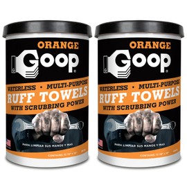 Orange Goop Multi-Purpose Waterless Hand Cleaner Ruff Towels - 72, 10" x 12" Towels (Pack of 2)
