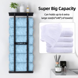 STWWO STWWO Bathroom Towel Storage Rack, Towel Racks for Bathroom Wall Mounted 30 inch with Shelf Can Holds 6 Large Towels, Wall Towel Rack for Rolled Towels, Black