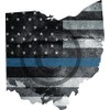 5" Ohio Oh Tattered Subdued American Flag Thin Blue Line State Shape Law Enforcement Sticker