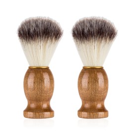 2 Pieces Wooden Handle Beard Brush, Soft Bristle Brush, Multifunctional Cleaning Brush, Men's Haircut Cleaning Brush, Reusable Shaving Brush, Comfortable Shaving Brush
