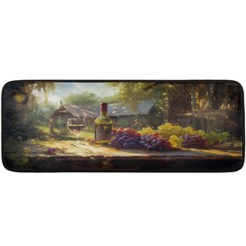 Long Runner Rug 2' X 6'Farm Grape Wine Washable Soft Comfort Carpet Runner Non-Slip Absorbent Area Rugs for Indoor Hallway Kitchen Laundry Bathroom Entryway Bedroom Runner Mat