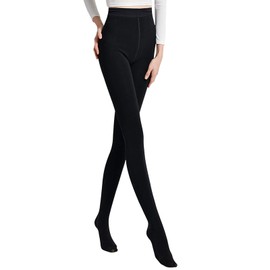 ULSTAR Women Tights, Opaque Leggings Fake Transparent Pantyhose Elastic Skinny Pants (Pure Black, Closed Toed, 80g)