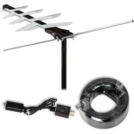 LAVA HD-250 Outdoor Antenna, 50 mile Amplified TV Antenna, Simplest Install
