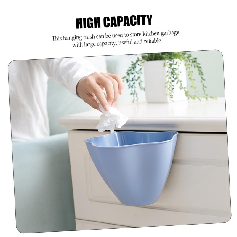 Cabilock 3-Pack Hanging Trash Cans, Plastic, Rectangular, 4.785L Capacity, Pink,