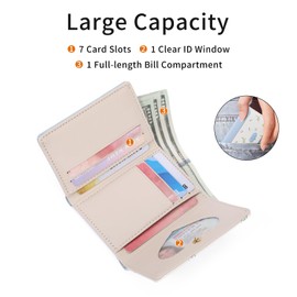 GAEKEAO Small Wallet Women Vegan Leather Girls Cute Wallets Ladies Mini Trifold Card Holder Floral Pattern with ID Window Purse
