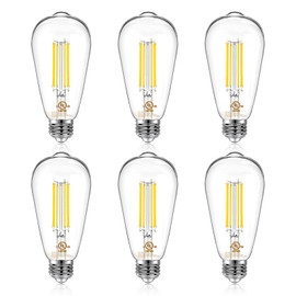 DAYBETTER 6 Pack Vintage LED Edison Bulbs, E26 Led Bulb 60W Equivalent, Dimmable Led Light Bulbs, High Brightness 600LM Warm White 2700K, ST58 Antique Filament Bulbs, Clear Glass Style for Home