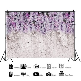 OERJU 10x7ft Purple Flowers Backdrop Lavender and White Floral Backdrop Light Purple Lilac Wedding Photography Backdrop Wedding Bridal Shower Birthday Party Decoration Background Banner Photo Prop