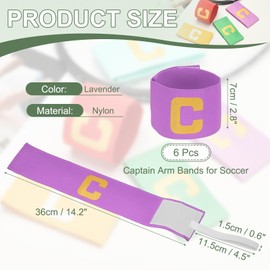 YELARXI Soccer Captain Armband, Football Armband Elastic Adjustable Player Bands Anti-Slip Badge- Fitting for (Adult/Youth - Football - Basketball - Team Sport) 6 Pack & Lavender