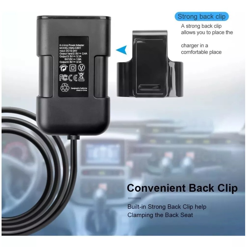 THE9SHOP Combo Cargador Para Auto 3.1a 2+2usb Ampliar Cable V8