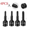 4pcs Bit Socket, 3/8 Inch Cross Screwdriver Bit for IMPACT