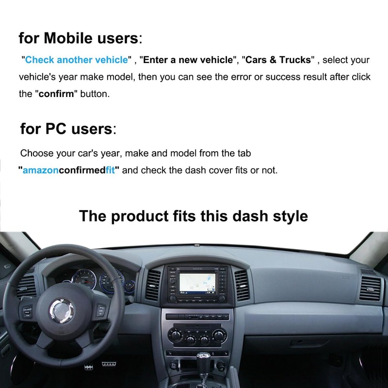 Dash Cover Mat Custom Fit for Jeep Grand Cherokee with