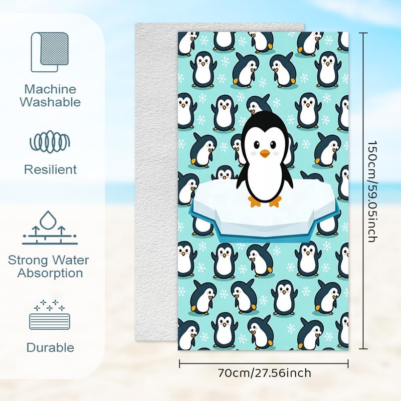 VorPrillynt Penguin Towel Beach Swimming Towels Penguin Bath Towel Microfibre