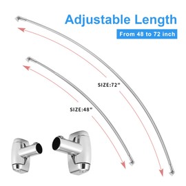 Curved Shower Curtain Rod, TOPROD Round Shower Curtain Rod 48 to 72 Inches Adjustable, Rounded Bowed Stainless Steel Shower Rods for Bathroom, Bathtub, More Shower Space, Chrome, Need to Drill