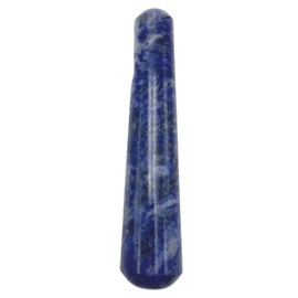 GEMSCITE Gemstone Sodalite Massage Wand - Rounded Picture Crystal Root Chakra Kundalini Yoga Activator Wand 4"