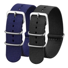 Verbstel Nylon Watchband Replacement Quick Release Heavy Buckle Watchstraps for Men Women (16MM, Blue/Black)
