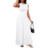 PerZeal Women's 2025 Summer Maxi Dress Crewneck Sleeveless Patchwork Knit