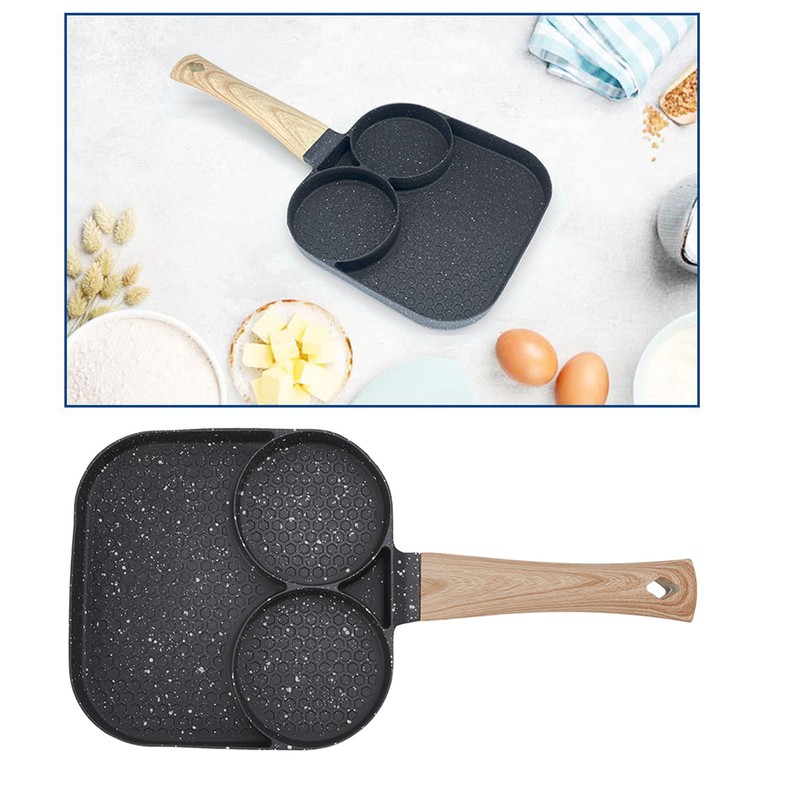 3 in 1 Breakfast Pan Prevents Stick Heat Resistant Divided