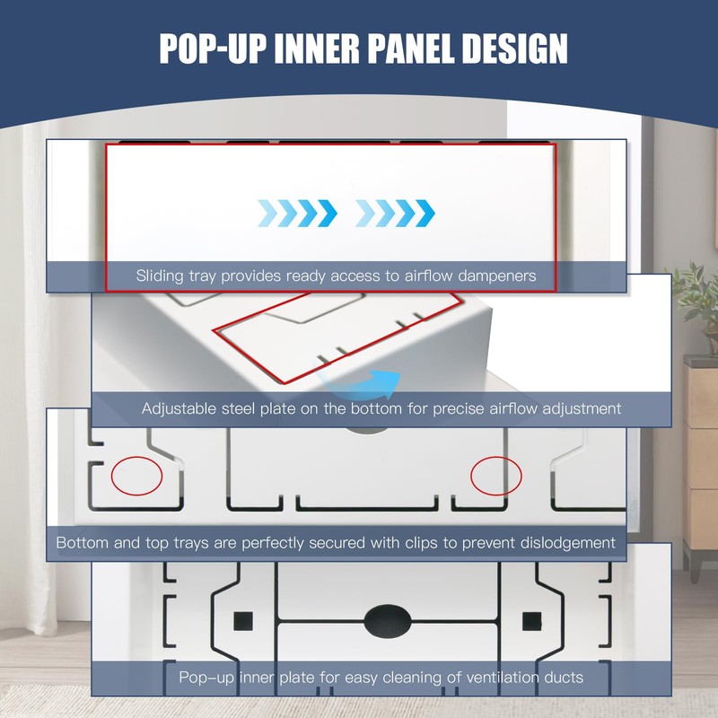 Jatohome Flush Mount Register 4X10 Inch Modern Air Vent White