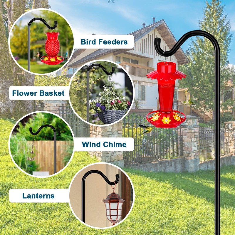 Gtongoko Tall Shepherds Hook for Outdoor, 108 Inch Bird Feeder