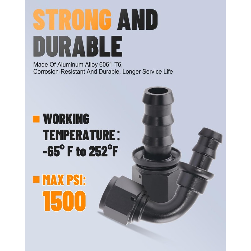 Taiidaues 10AN Push Lock Hose Fitting End 90 Degree Elbow
