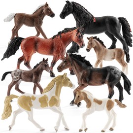 zoopal 8PCS 4-7" Large Horse Family Toys for Kids, Realistic Animal Figurines Toys for Toddlers, Horse Party Favor Birthday Decorations Gift for Toddlers 3-5 5-7 6-12