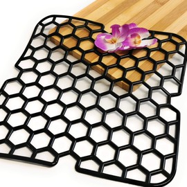 Kerafactum Sink Rubber Mat Sink Insert Drip Mat Non-Slip Mat for Drawers Protective Mat Square for Sink Protective Mats Non-Slip Sink Rubber Mat Black Pack of 1