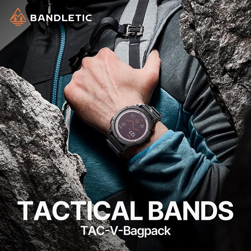 Bandletic 22mm Tactical Military Nylon Watch Band Compatible with Garmin