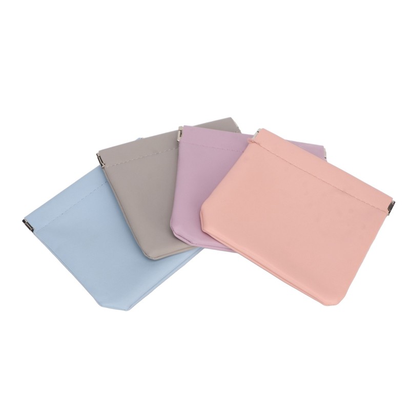 4 Colors Mini Lipstick Storage Bag Automatic Closure Portable PU