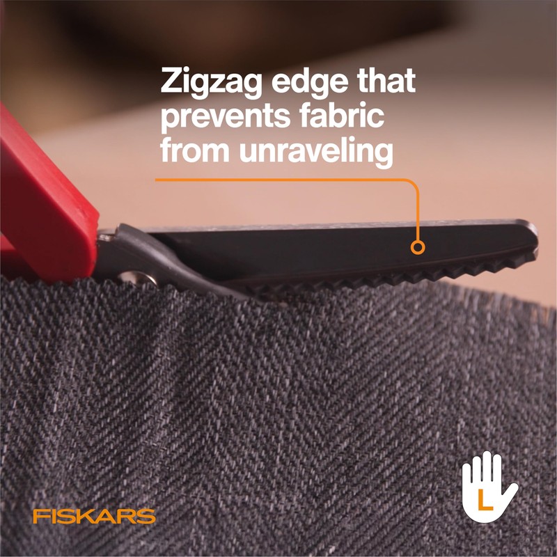 Fiskars 8” Premier Left-Handed Pinking Shears, Precision Stainless Steel Blades