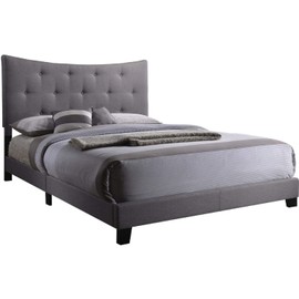 HomeRoots 83" X 64" X 48" Queen Gray Fabric Bed