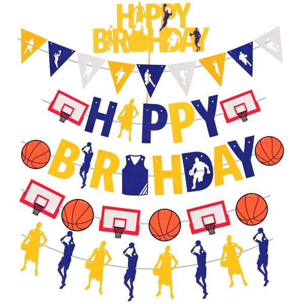 Basketball Theme Happy Birthday Banners | Cute Happy Birthday Basketball Banners for boys | Basketball Theme Party Decorations | Happy Birthday Bunting Sign Garland | Sports Theme Birthday
