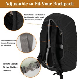 PINEPAN Waterproof Backpack Rain Cover Non-Slip Backpack Protector with Pyramid Reflective Tape Stay Dry for Hiking, Camping, Hunting, Black, 70L