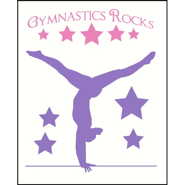 Wall Decor Plus More WDPM2500 Balancing Gymnast with Stars and Gymnastics Rocks Girls Room Wall Sticker Over 4-Feet Tall, Soft Pink/Lilac