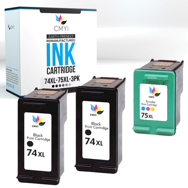 CMYi 74XL 75XL Replacement Combo Pack Ink Cartridges for HP